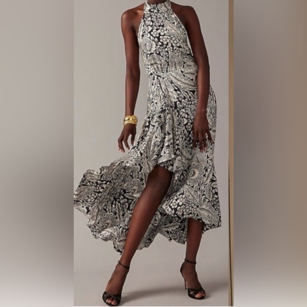 J. Crew Black & White Paisley Maxi Dress